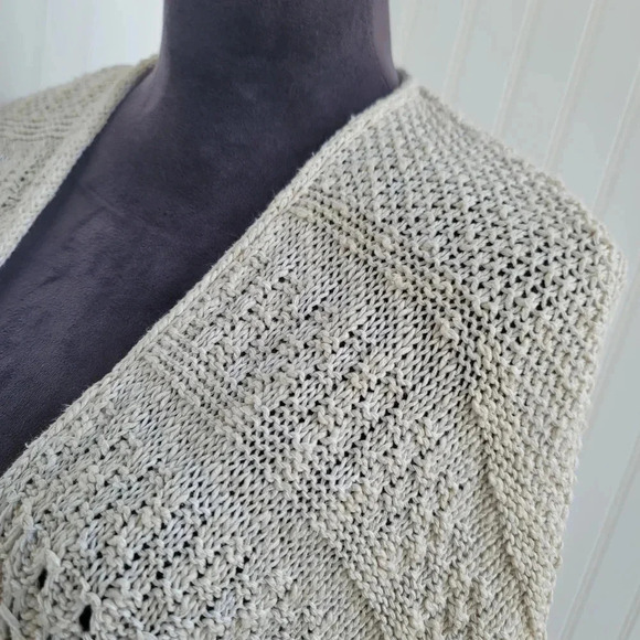 Hollister Women's Beige Knit Open Front Long Sleeve Fringe Cardigan Size Medium - Picture 4 of 9